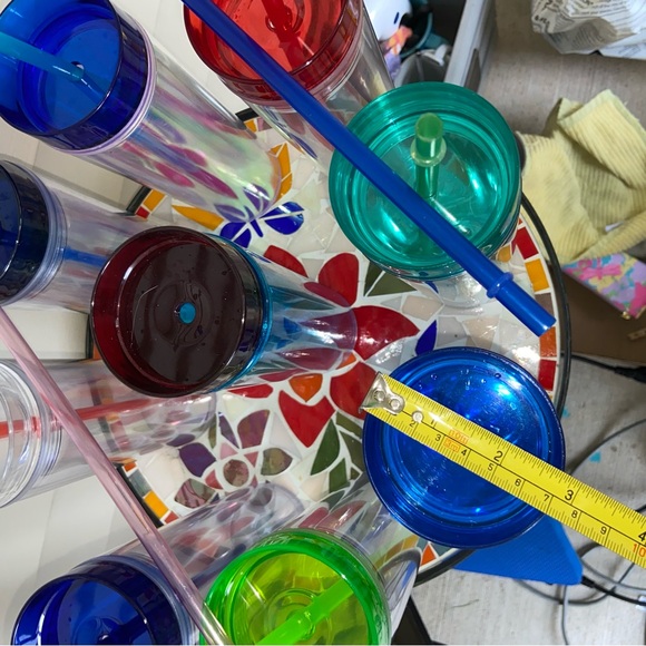 Mixed Brands of Colorful Tumbler w/9pcs. & Straws-Used w/Some Lite Wash & Wear - Picture 11 of 16